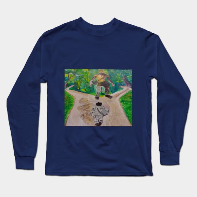 Fighting Giants Long Sleeve T-Shirt by Hannah Quintero Art 